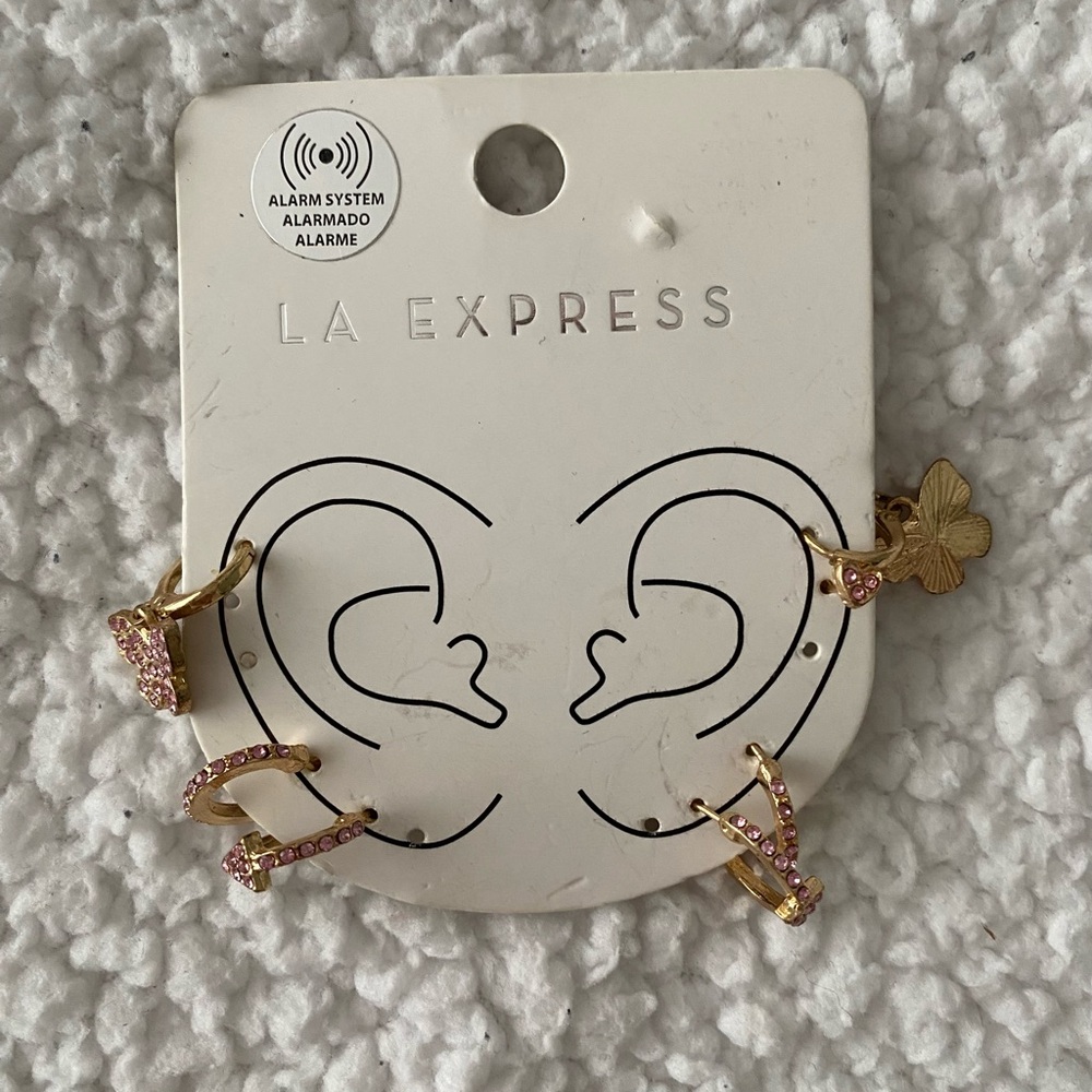 Express Gold and Pink Hoop Earrings